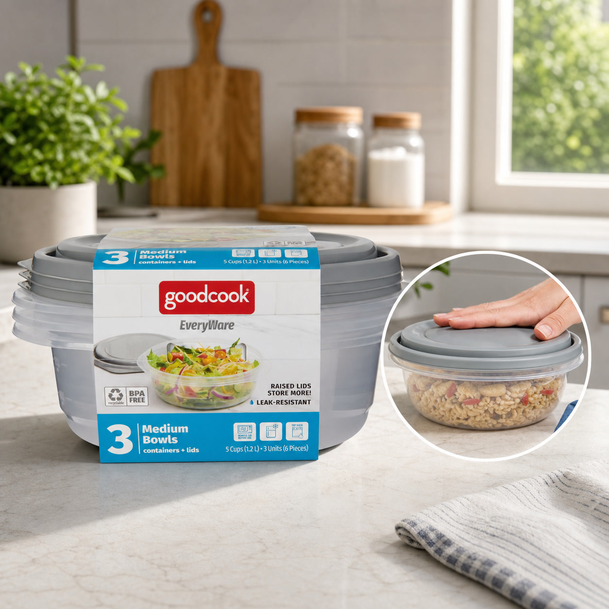 Meal Prep Food - 6 contenants ronds de 5 tasses