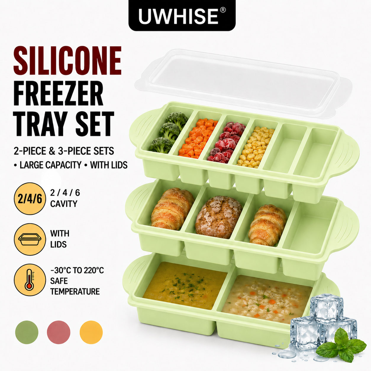 Meal Prep Menu - Uwhise Lot de 2/3 plateaux de