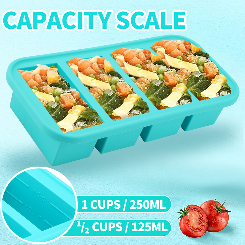 Meal Prep Template - 4 moules de congélation recouverts de