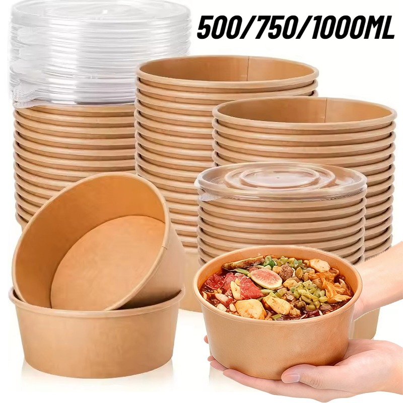 Meal Prep Plan - Bols ronds en papier Kraft jetables,