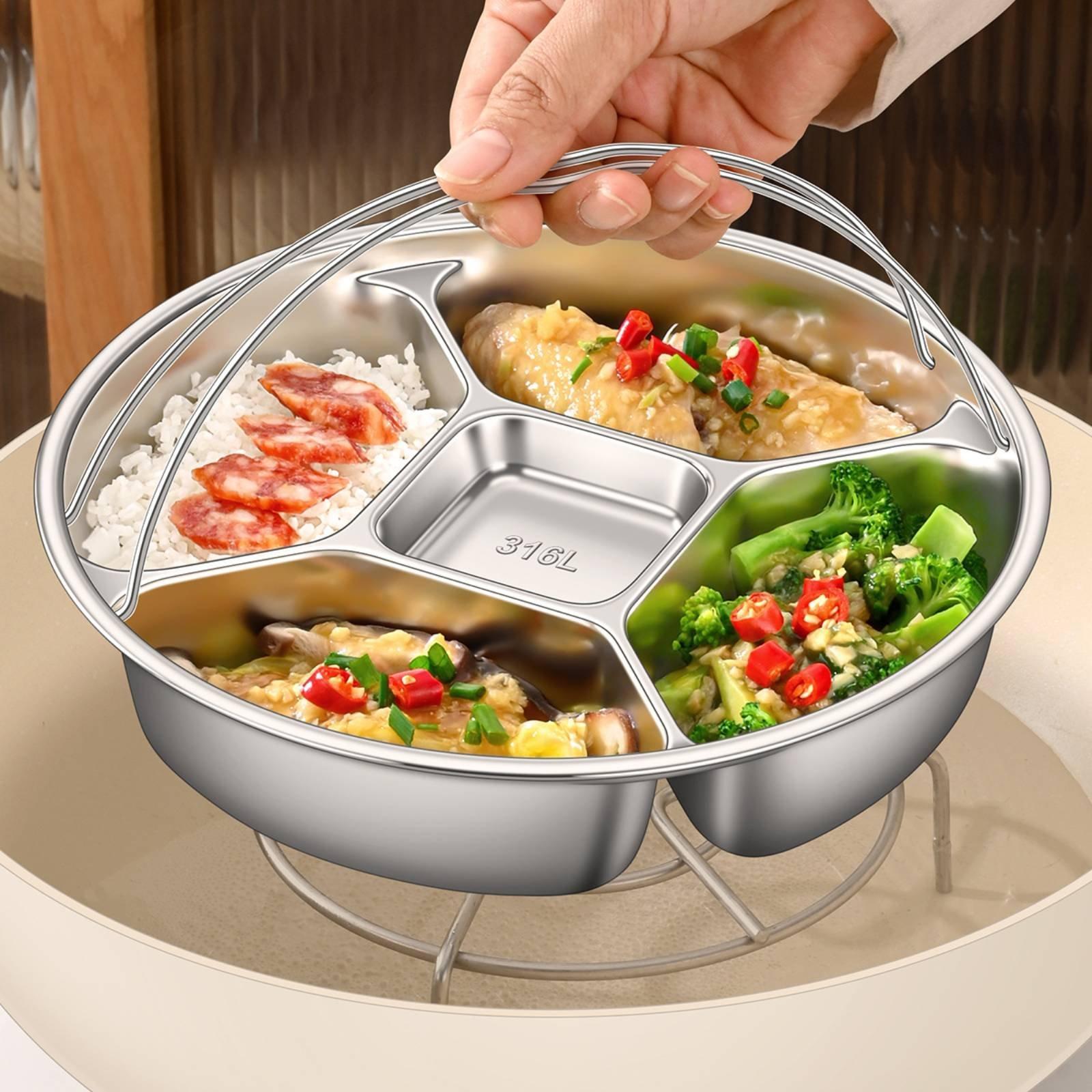 Meal Prep Plan - Plat en acier inoxydable multi-compartiments pour